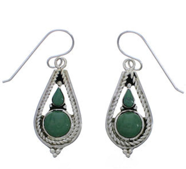 Sterling Silver Turquoise Southwestern Hook Dangle Earrings EX31354